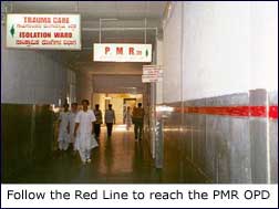 Follow the Red Line to reach the PMR OPD